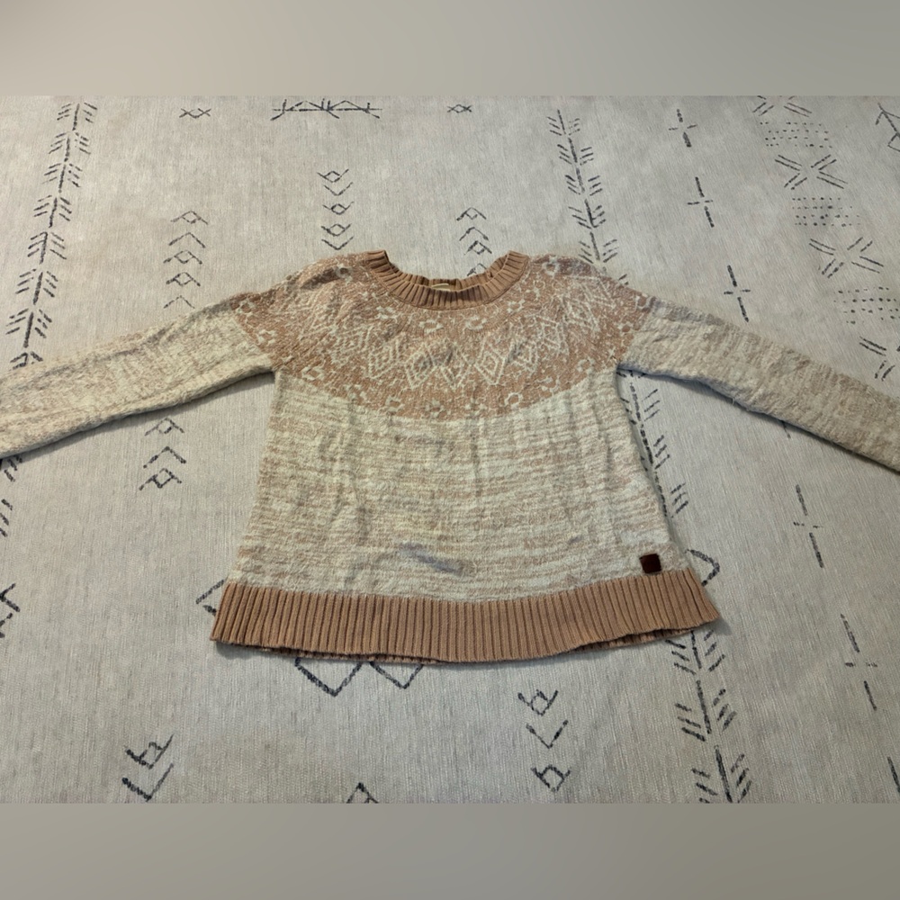 Roxy Beige and Brown Patterned Sweater